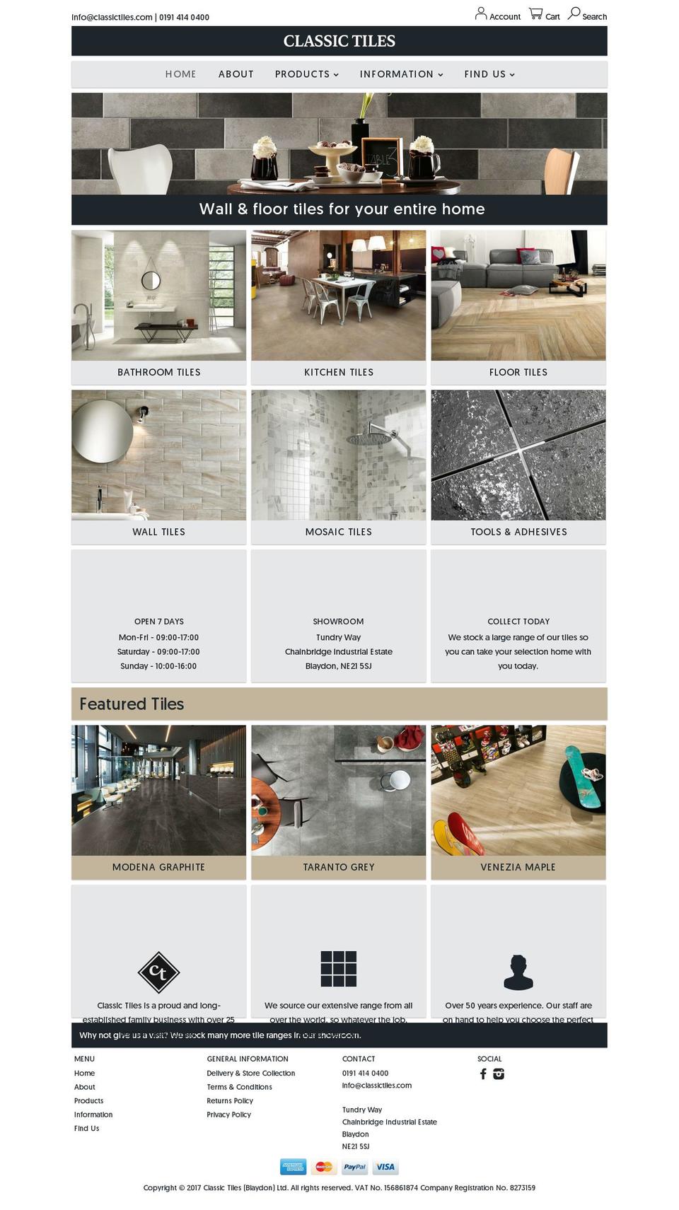 classictiles.com shopify website screenshot