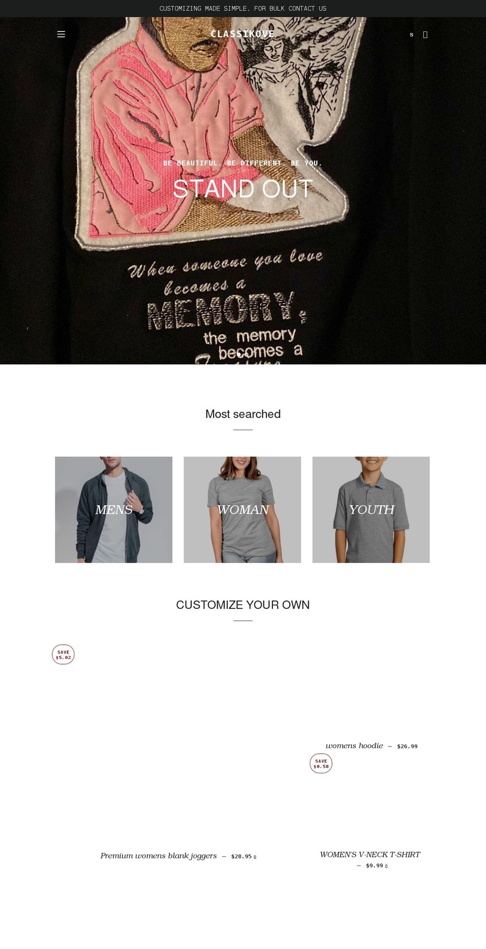 classikove.com shopify website screenshot
