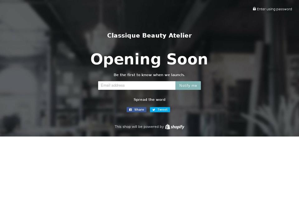 classiquebeautyatelier.com — Shopify storefront screenshot