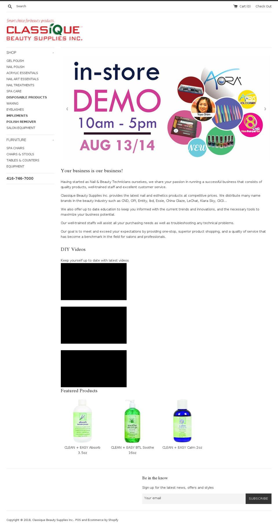 classiquenail.com — Shopify storefront screenshot