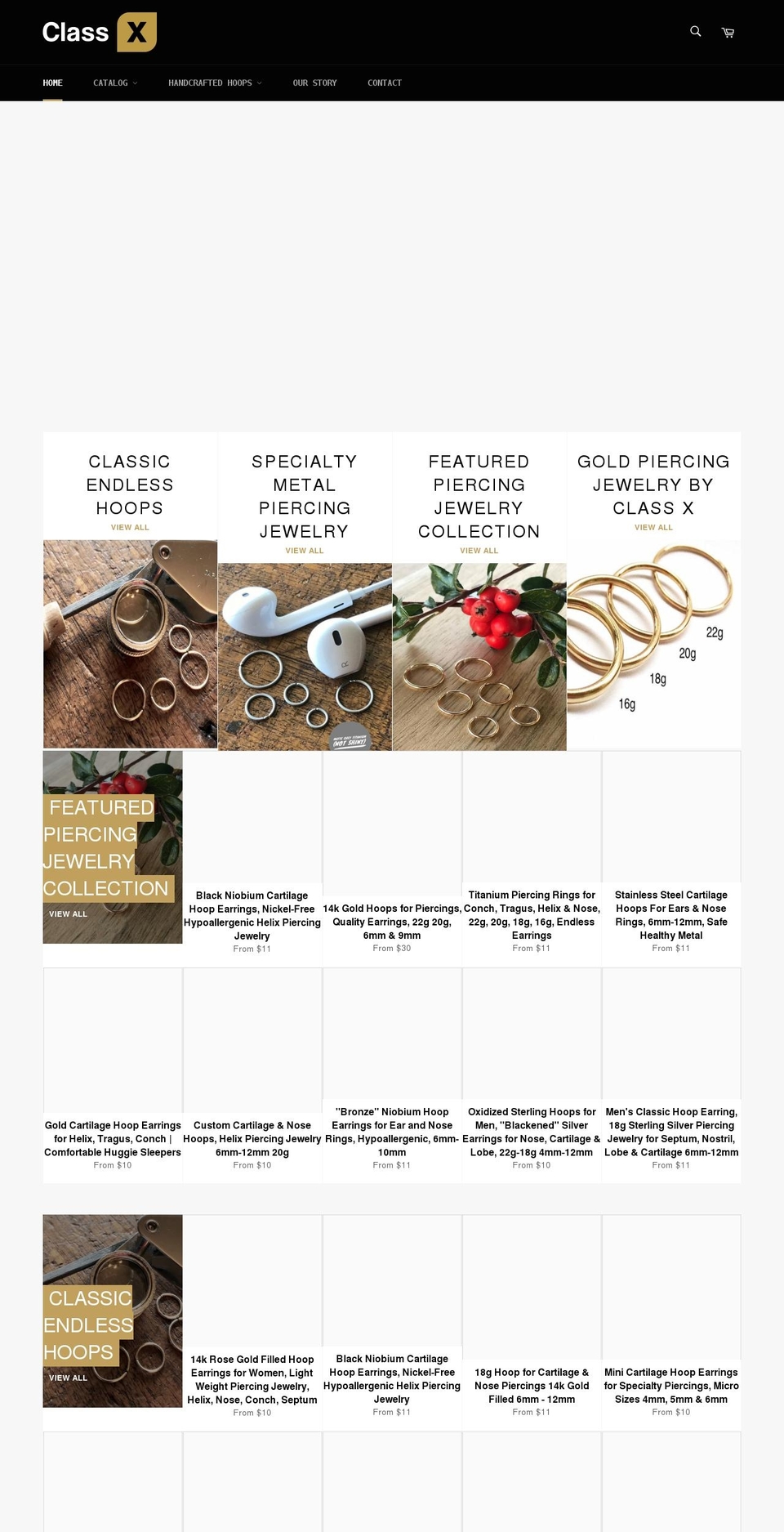 Work Apolo Multimedia Shopify theme site example classxpiercingjewelry.com