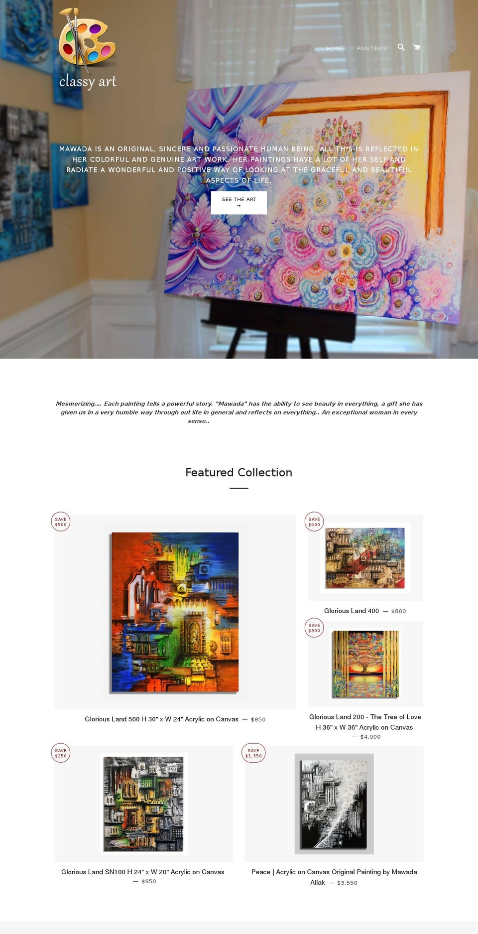 classy-art.com shopify website screenshot