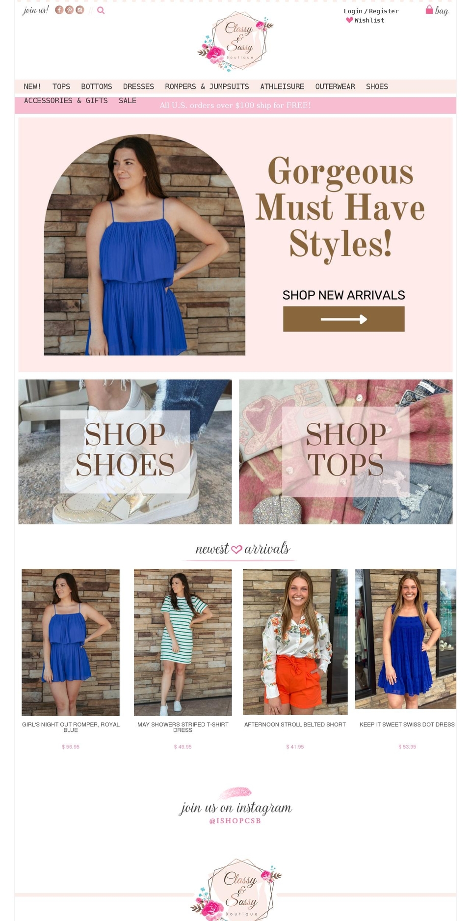 classy-sassyboutique.com — Shopify storefront screenshot