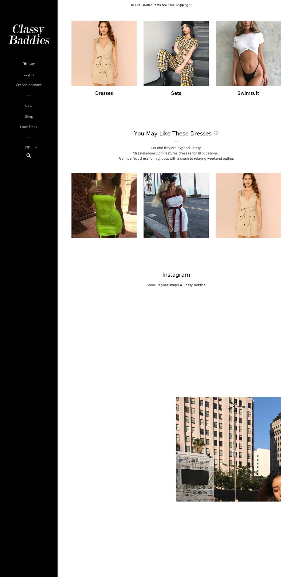 classybaddies.com shopify website screenshot