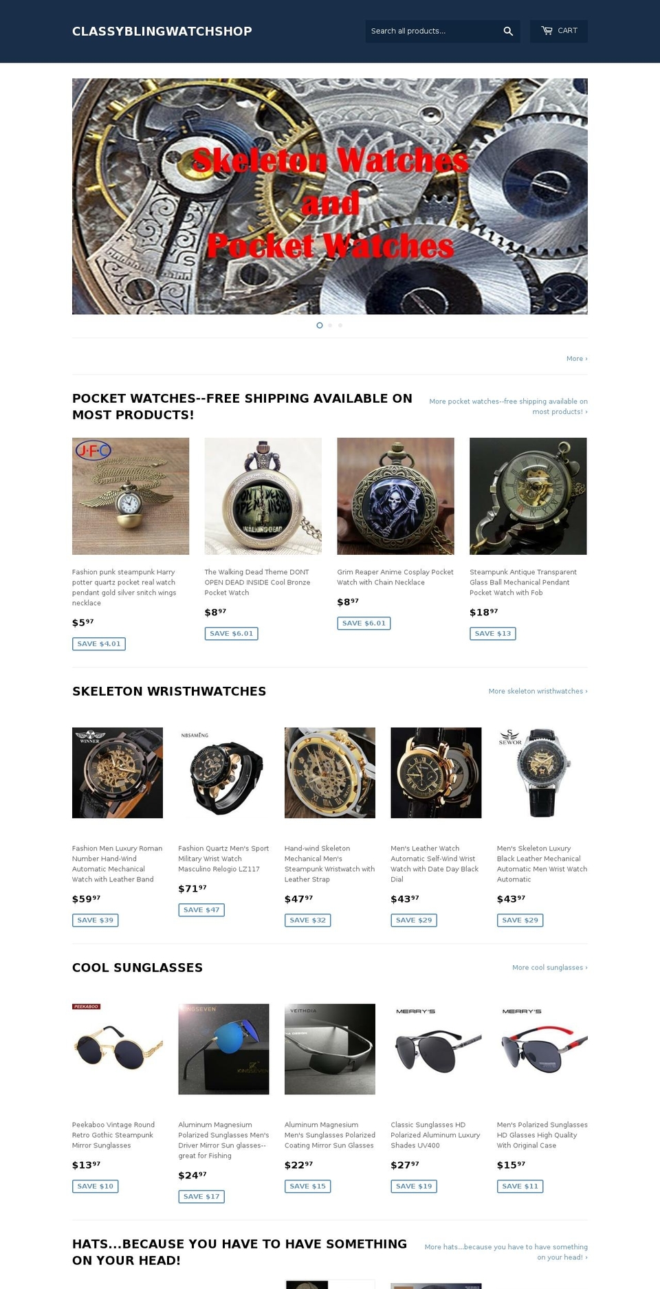 classyblingwatchshop.com — Shopify storefront screenshot
