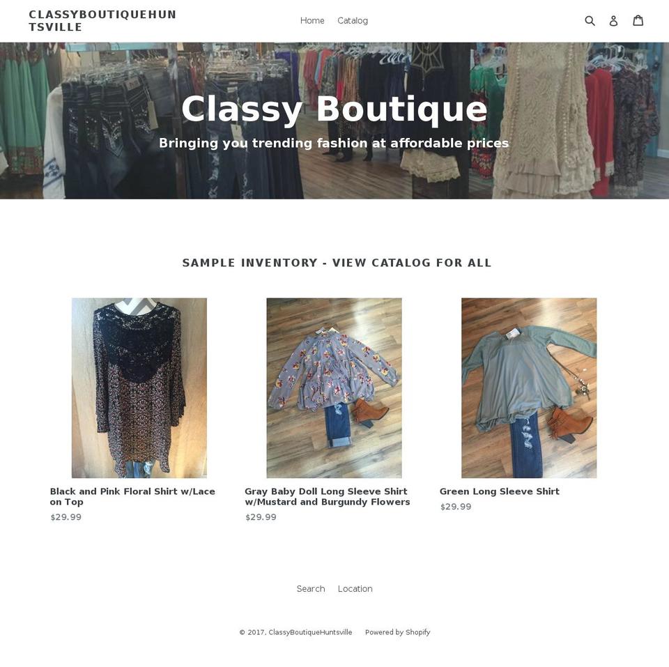 classyboutiquehuntsville.com shopify website screenshot