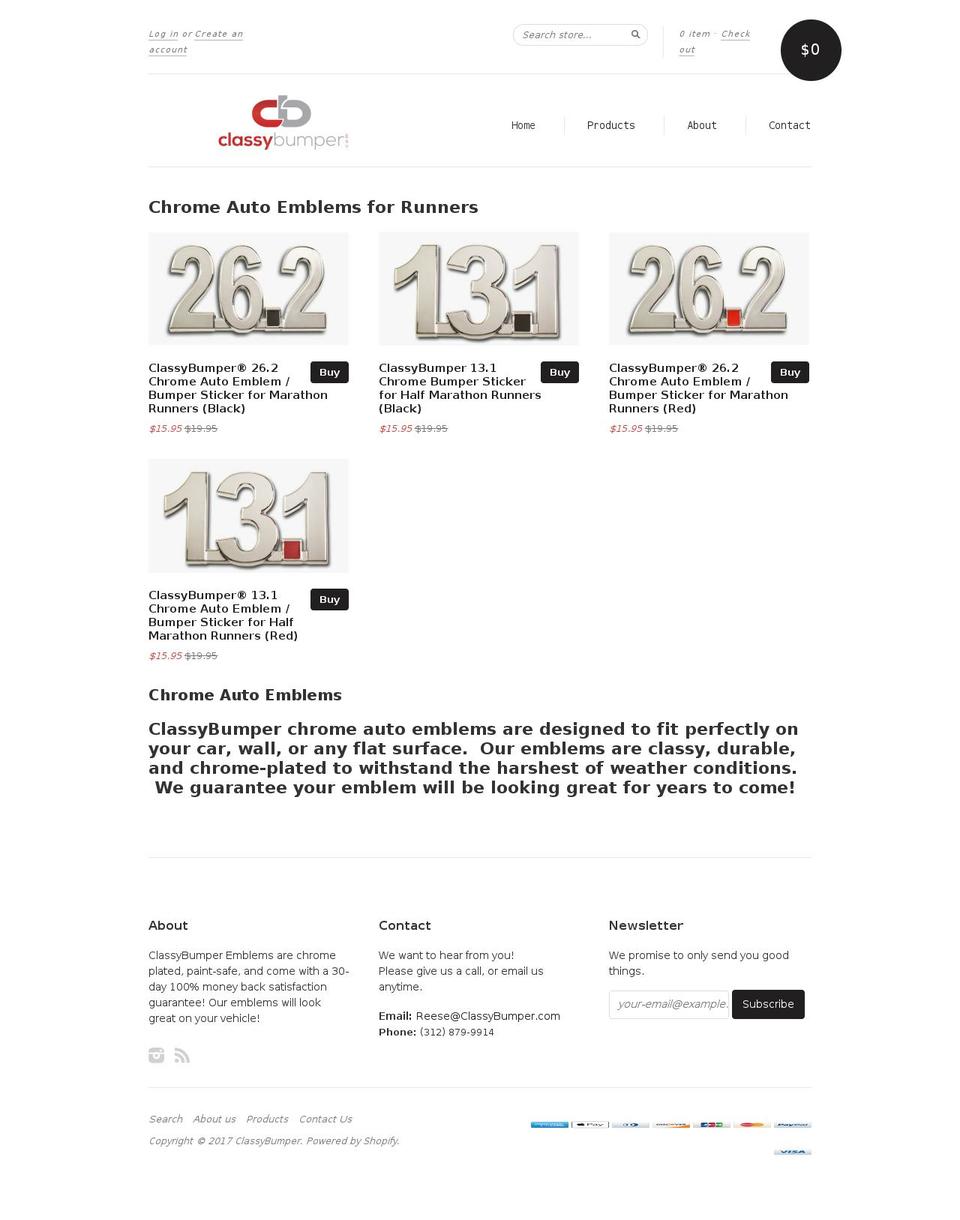 classybumper.com shopify website screenshot