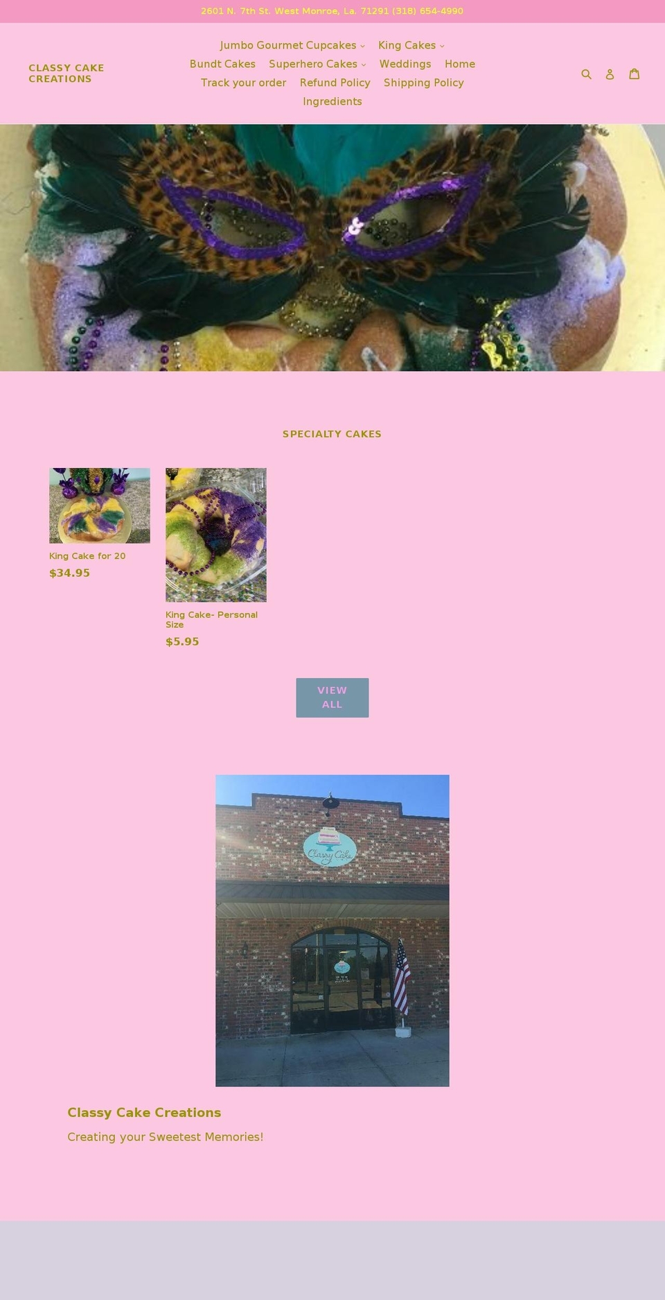 classycakecreation.net shopify website screenshot