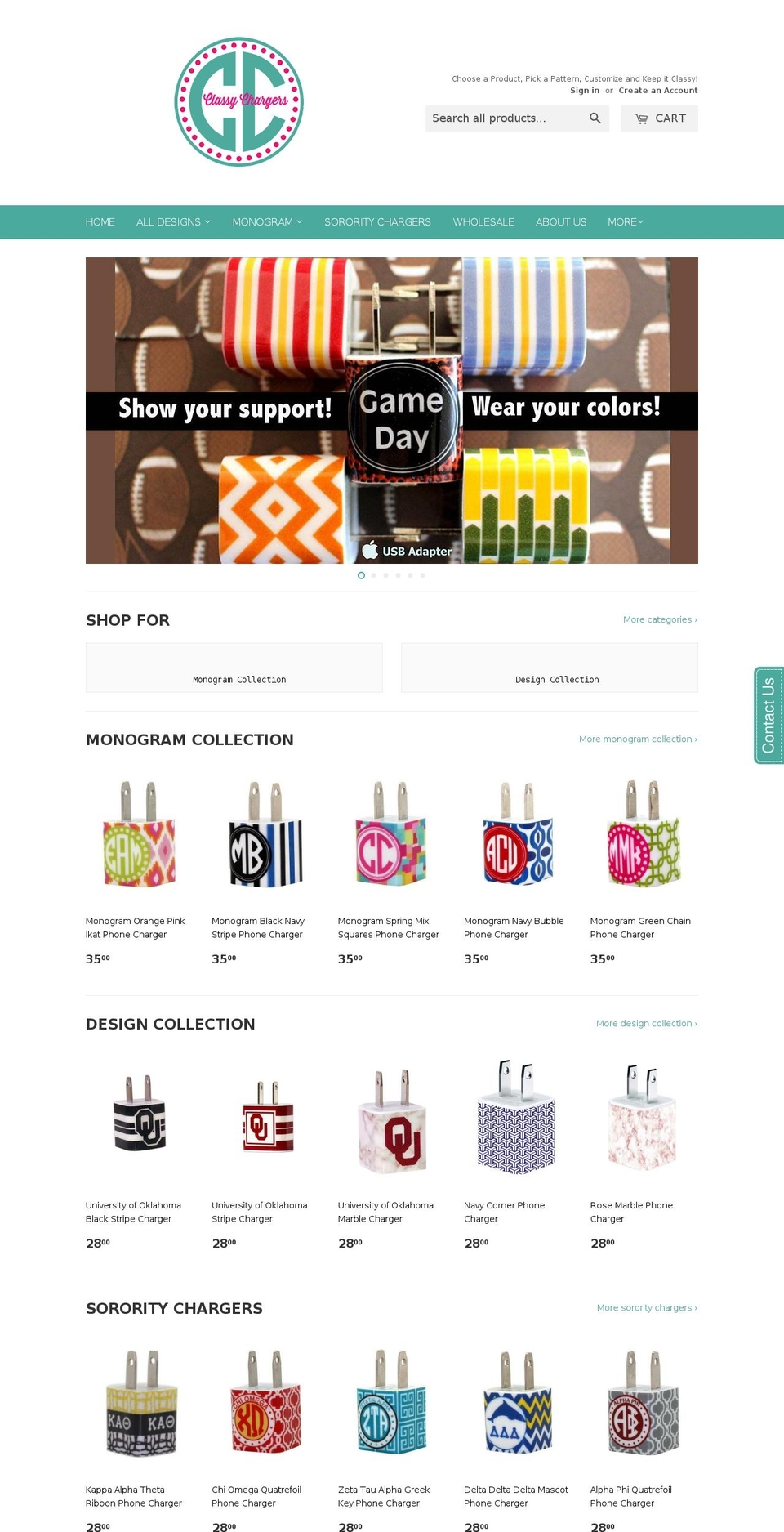 classychargers.net shopify website screenshot