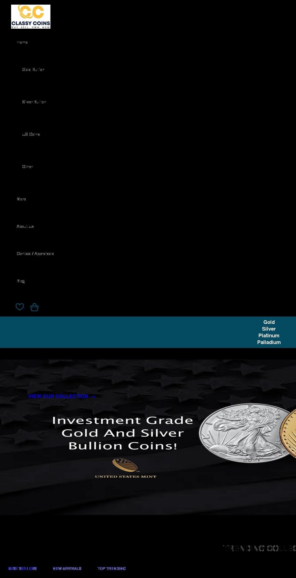 classycoins.com shopify website screenshot