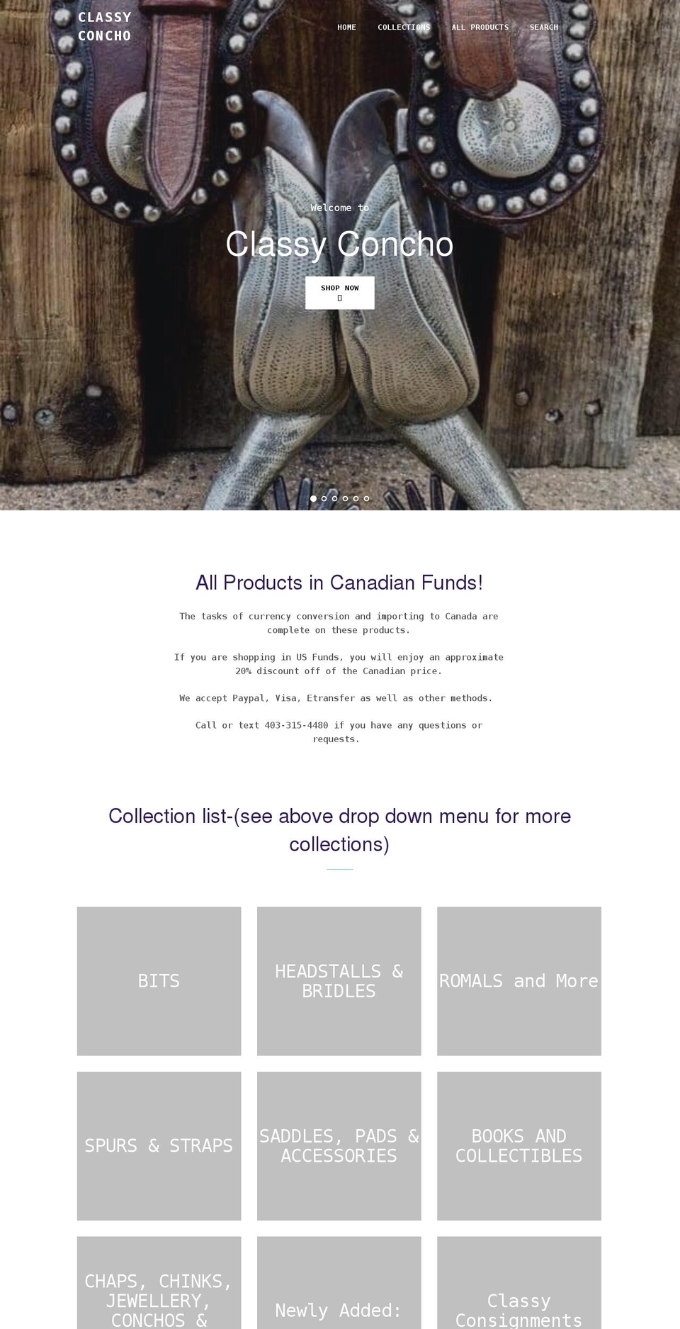 classyconcho.com shopify website screenshot