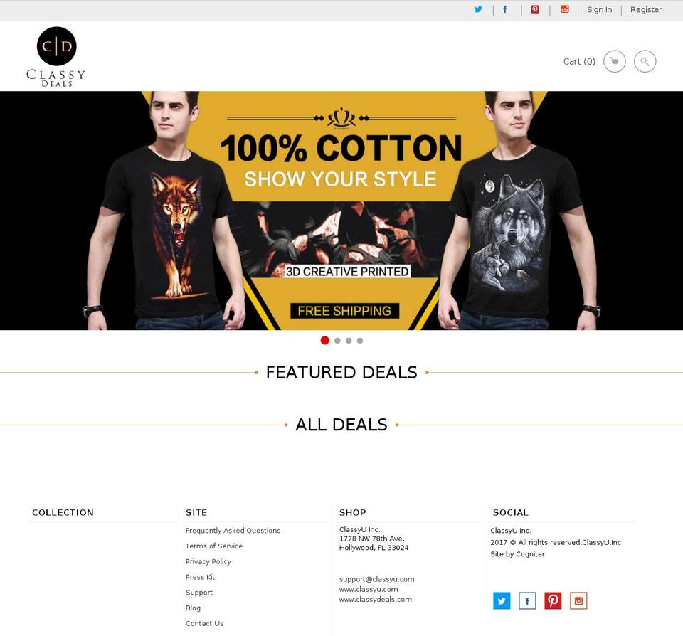 classyu Shopify theme site example classydeals.com