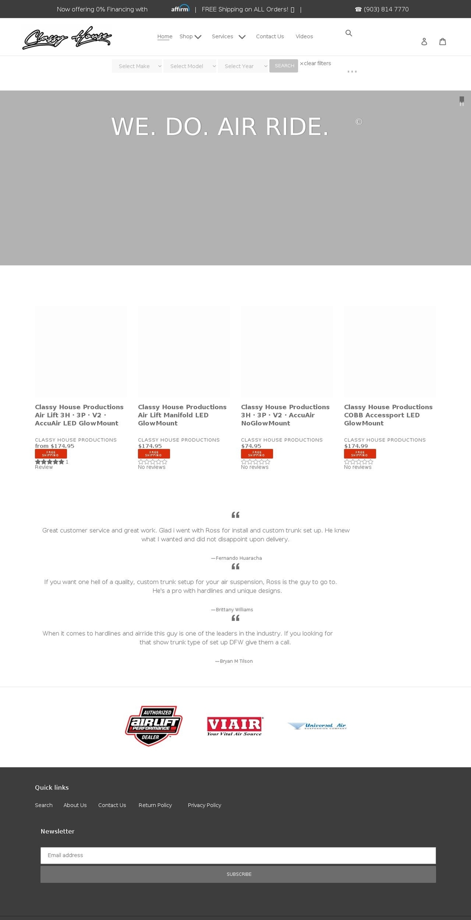 classyhouseproductions.com — Shopify storefront screenshot