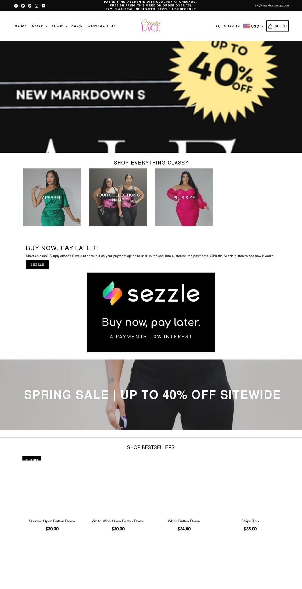 classylaceboutique.com shopify website screenshot