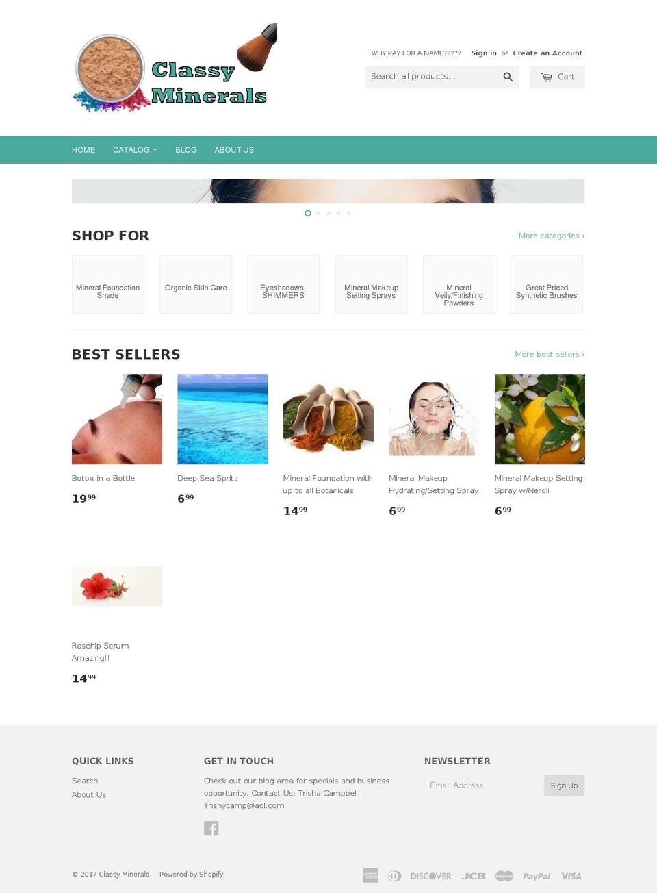 classyminerals.com shopify website screenshot