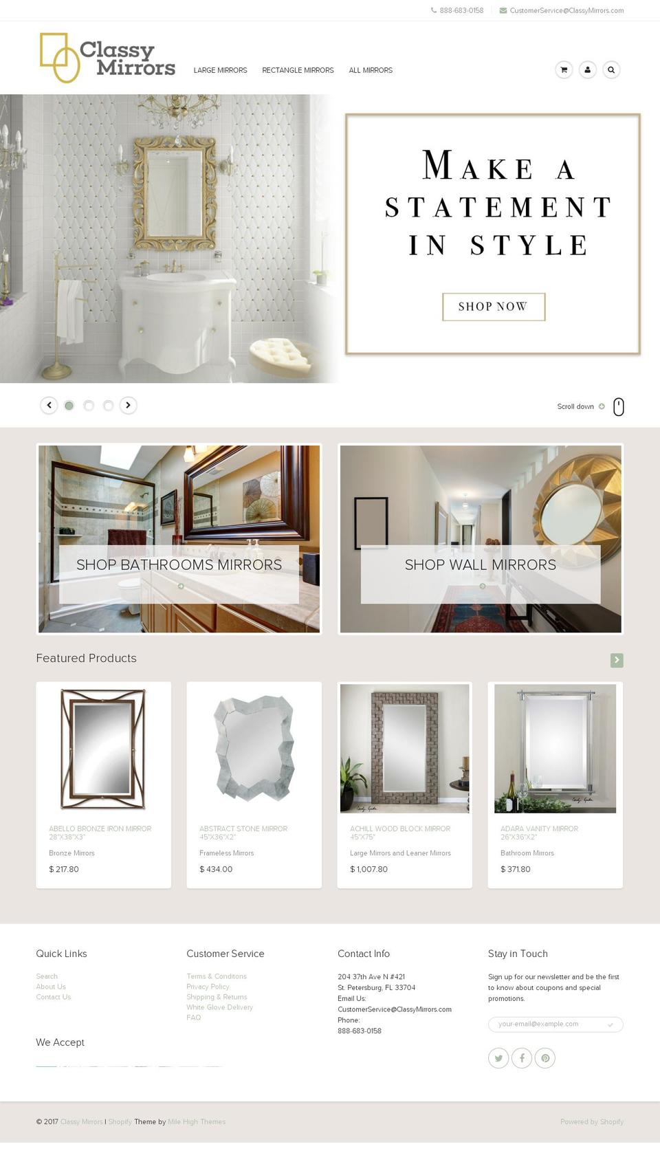 classymirrors.com shopify website screenshot
