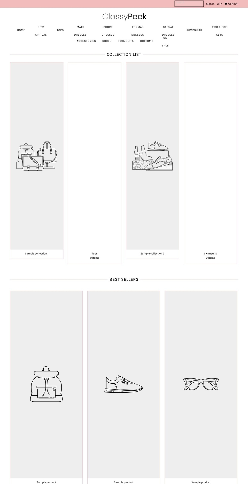 classypeek.com — Shopify storefront screenshot