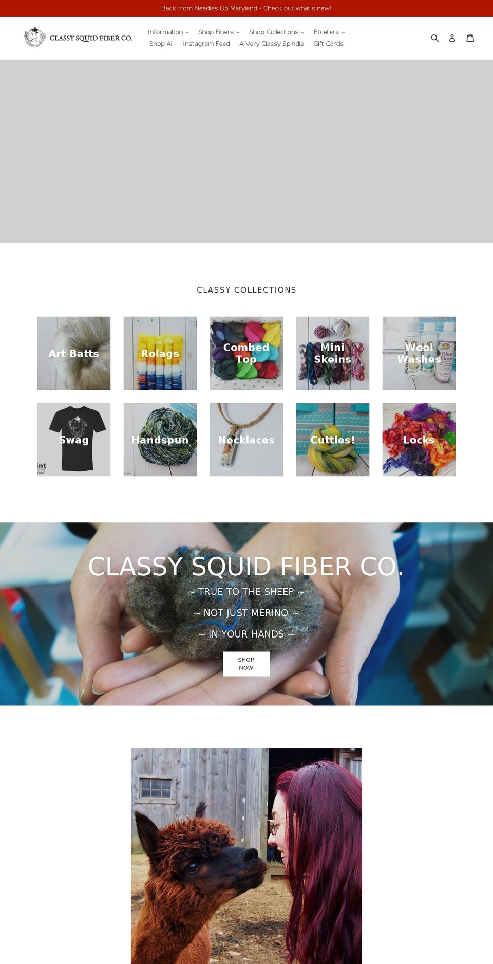 classysquidfiberco.com — Shopify storefront screenshot