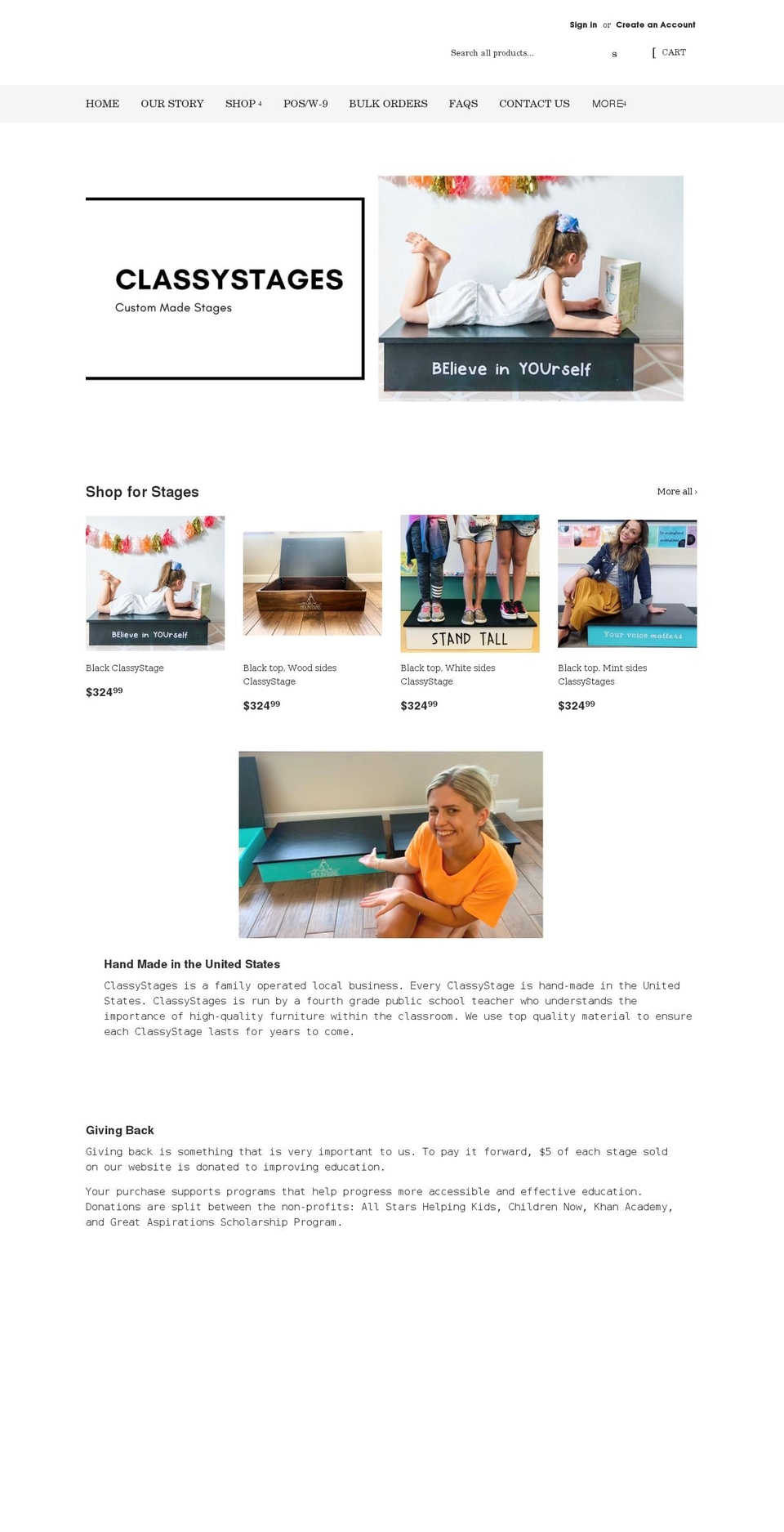 classystages.com shopify website screenshot