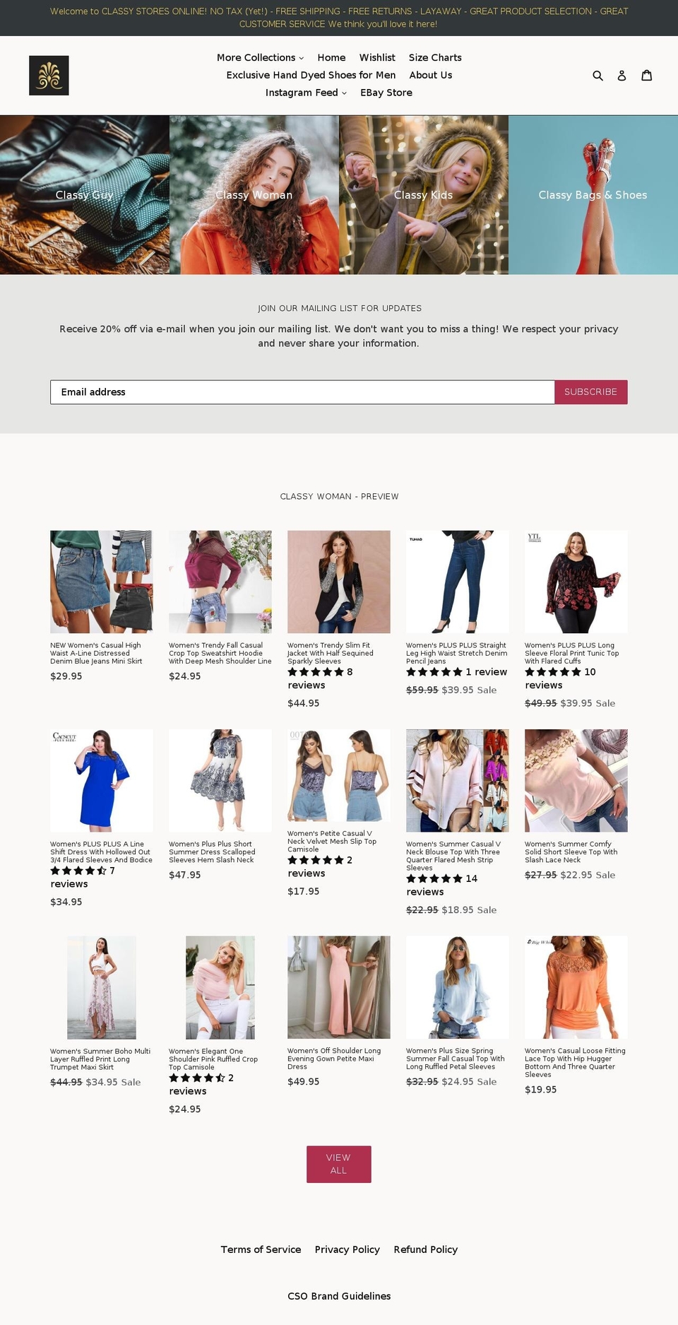 classystoresonline.com — Shopify storefront screenshot