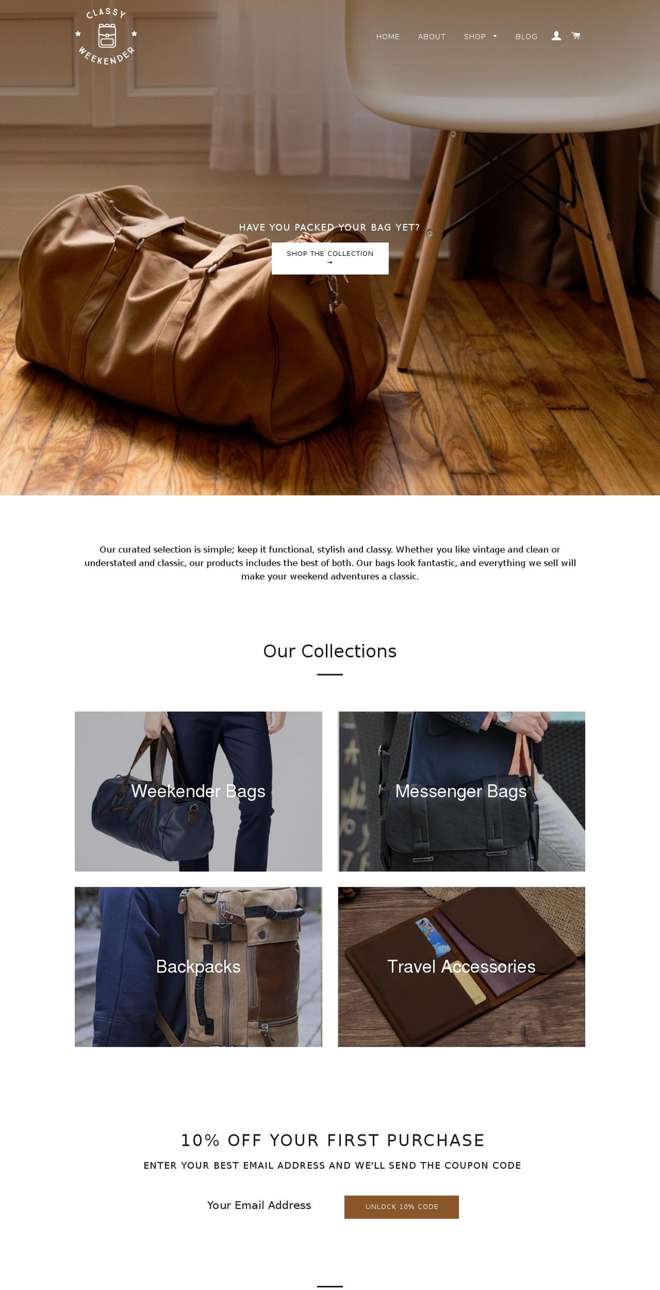 classyweekender.com — Shopify storefront screenshot