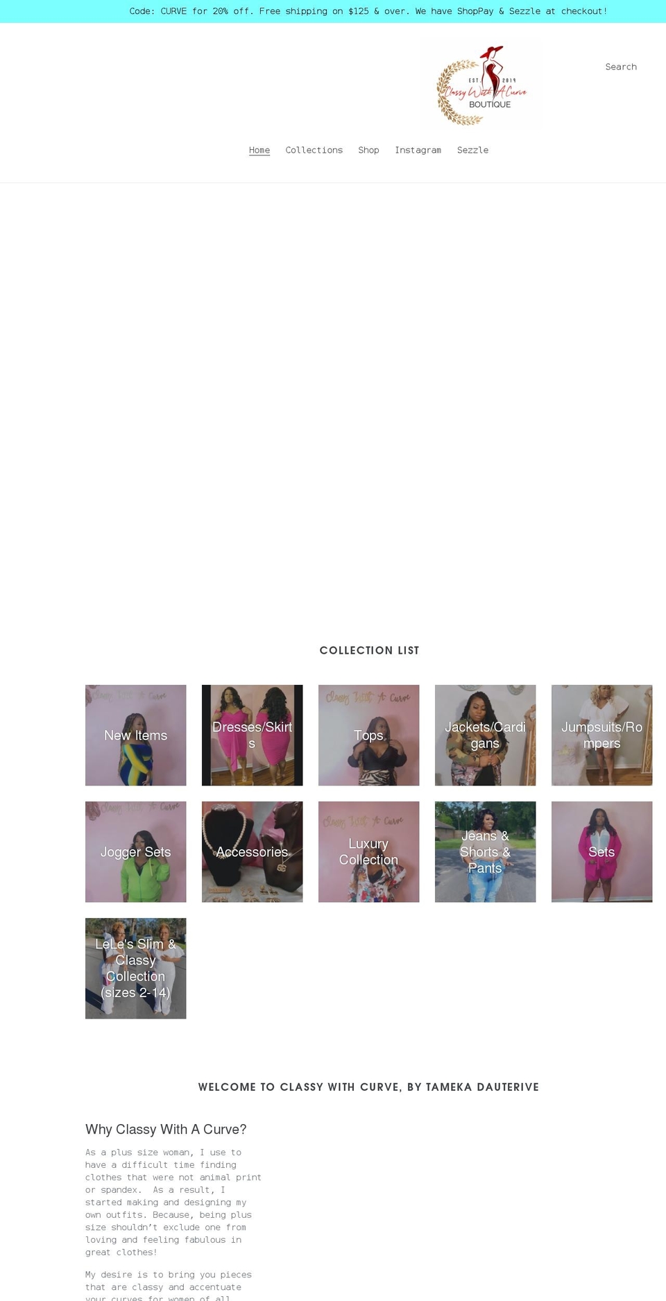 classywithacurve.com shopify website screenshot