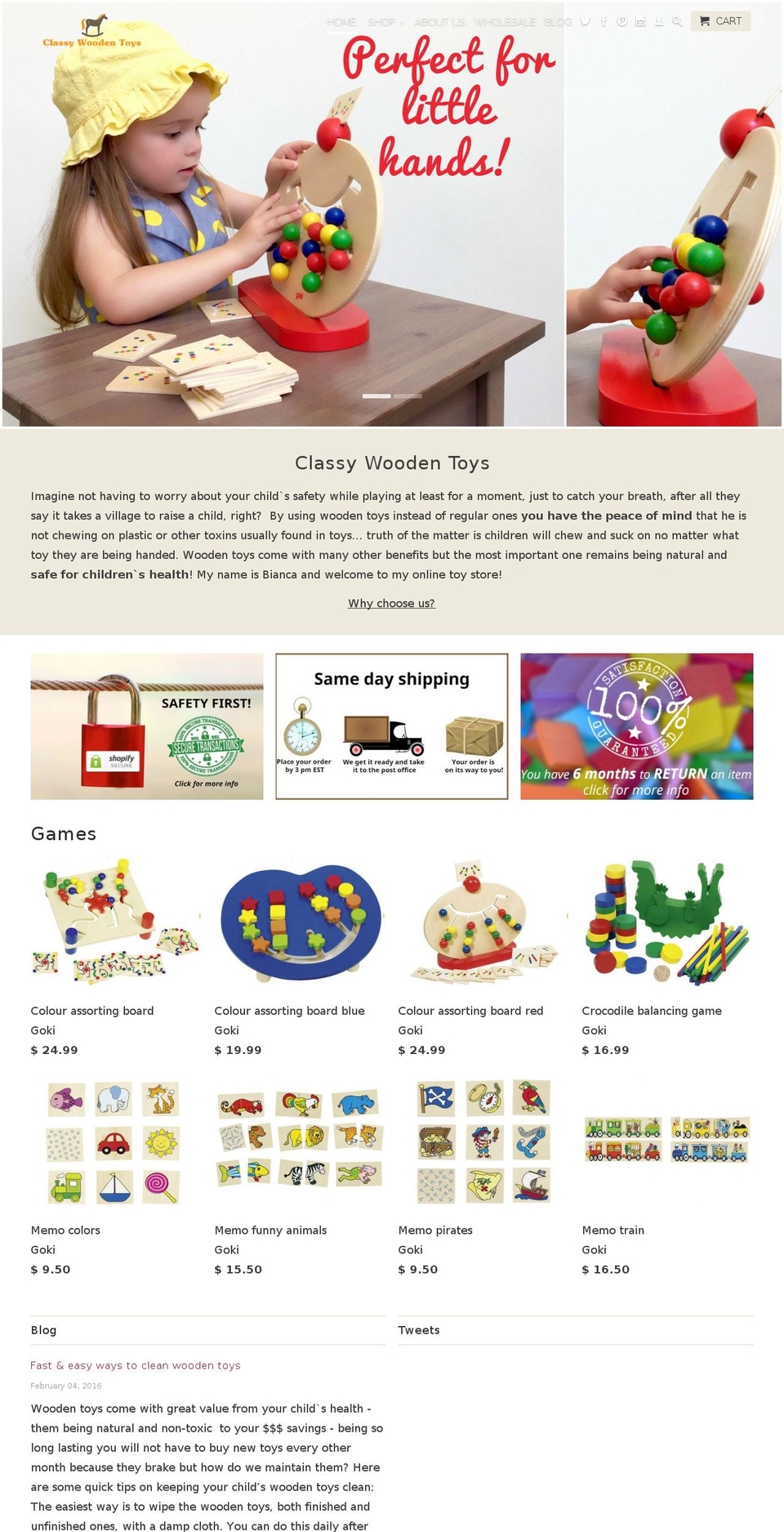 classywoodentoys.net shopify website screenshot