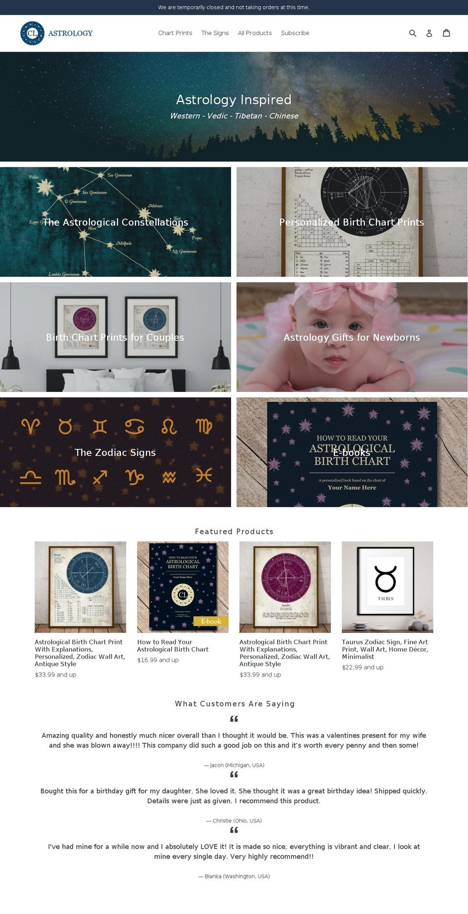 clastrology.com shopify website screenshot