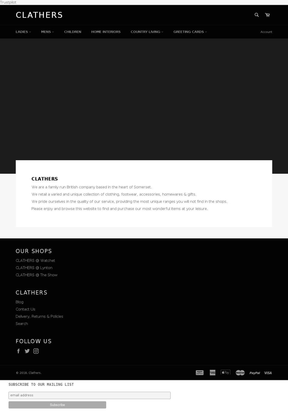 clathers.com — Shopify storefront screenshot