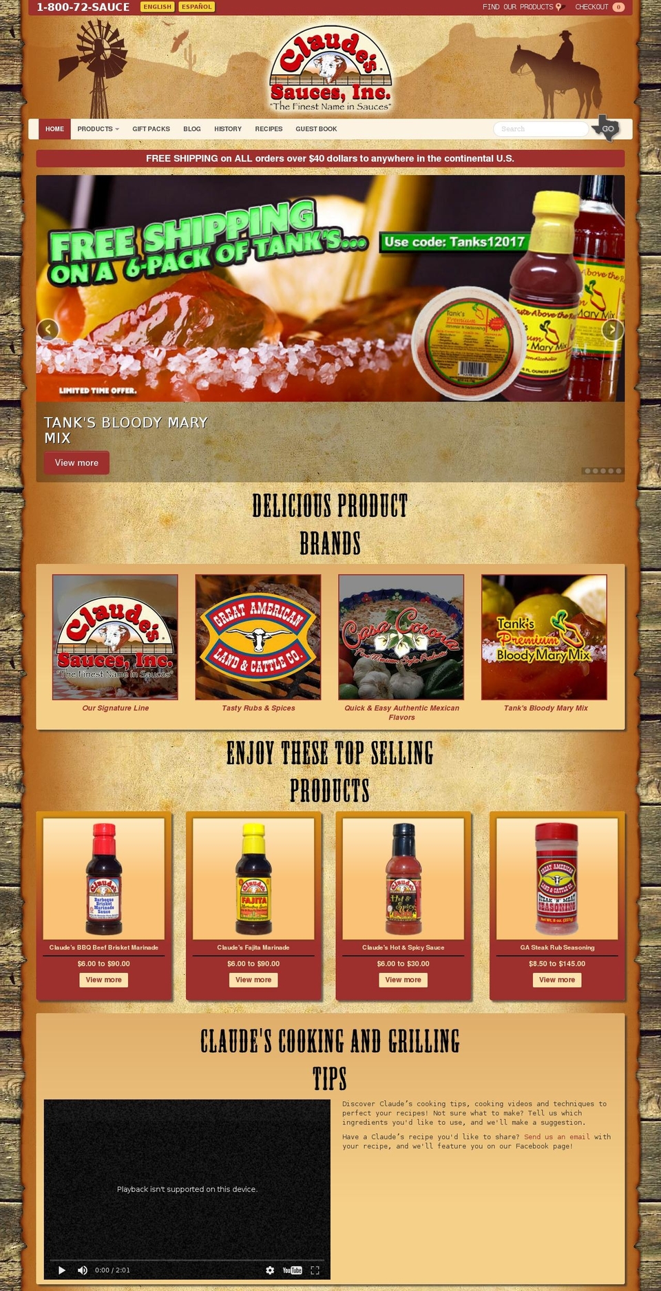 Quantity Breaks Claude's Custom Theme Shopify theme site example claudessauces.com