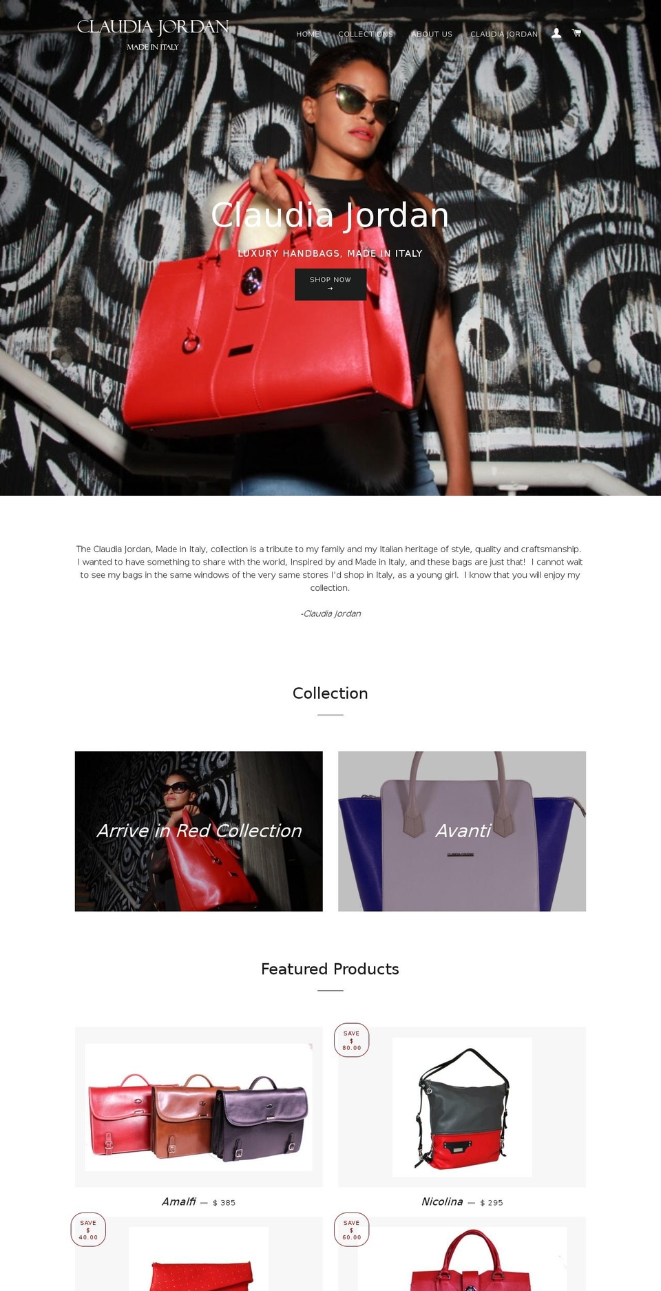 claudiajordan.com shopify website screenshot