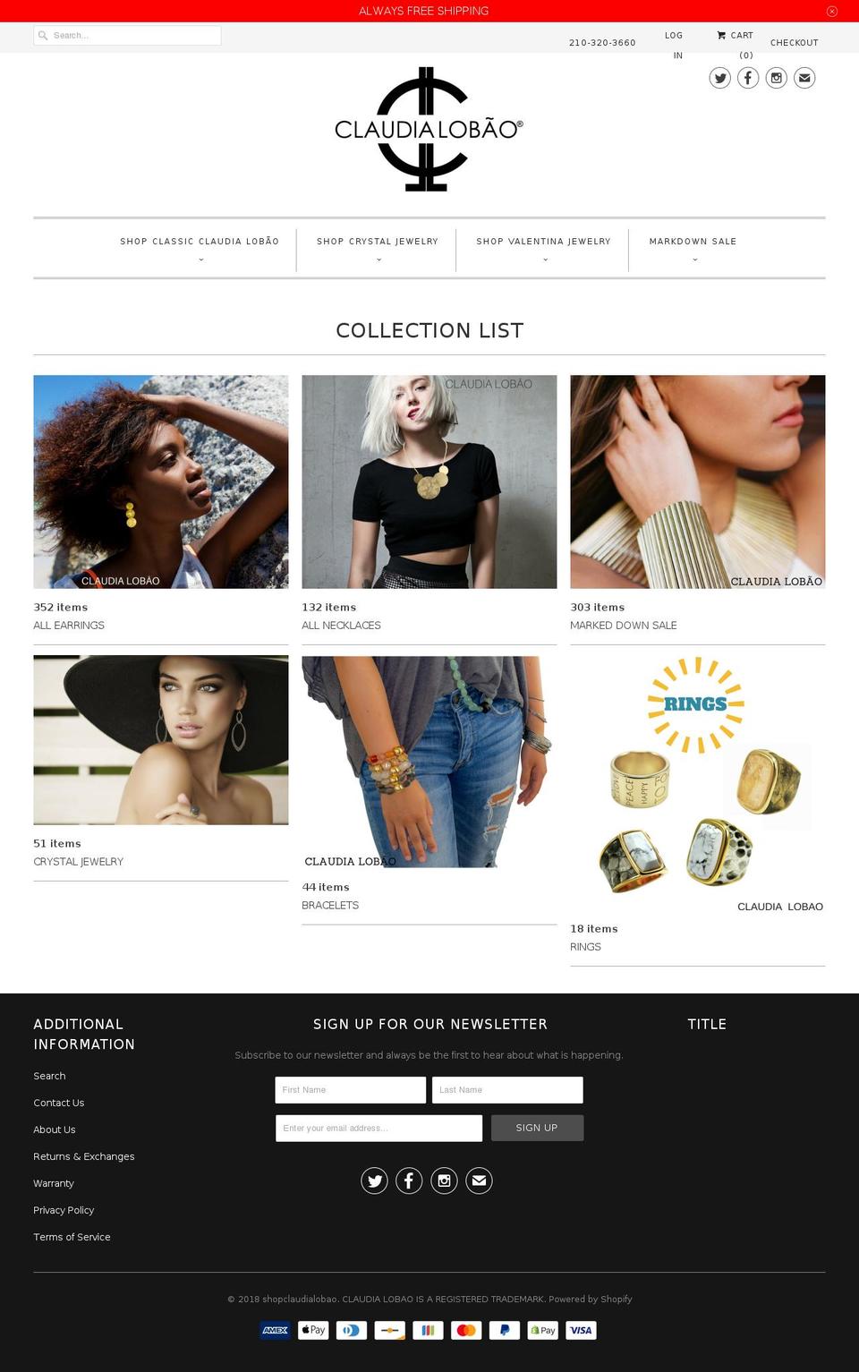 claudialobo.com — Shopify storefront screenshot