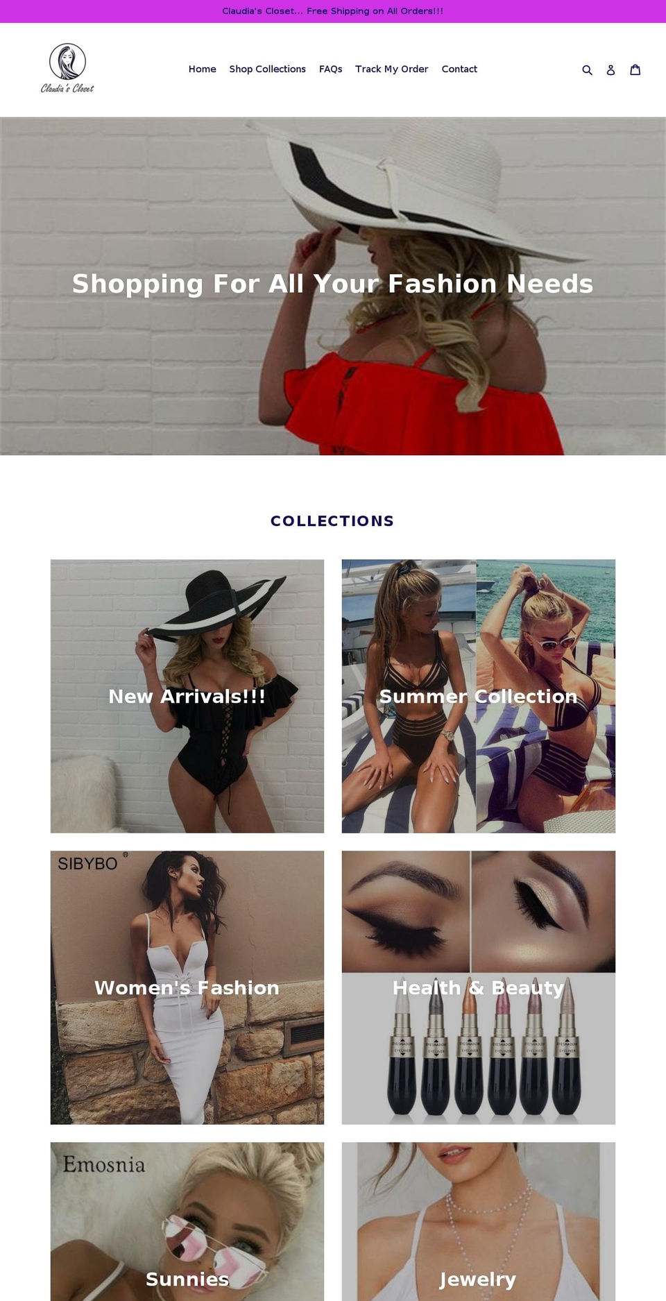 claudiascloset.com — Shopify storefront screenshot
