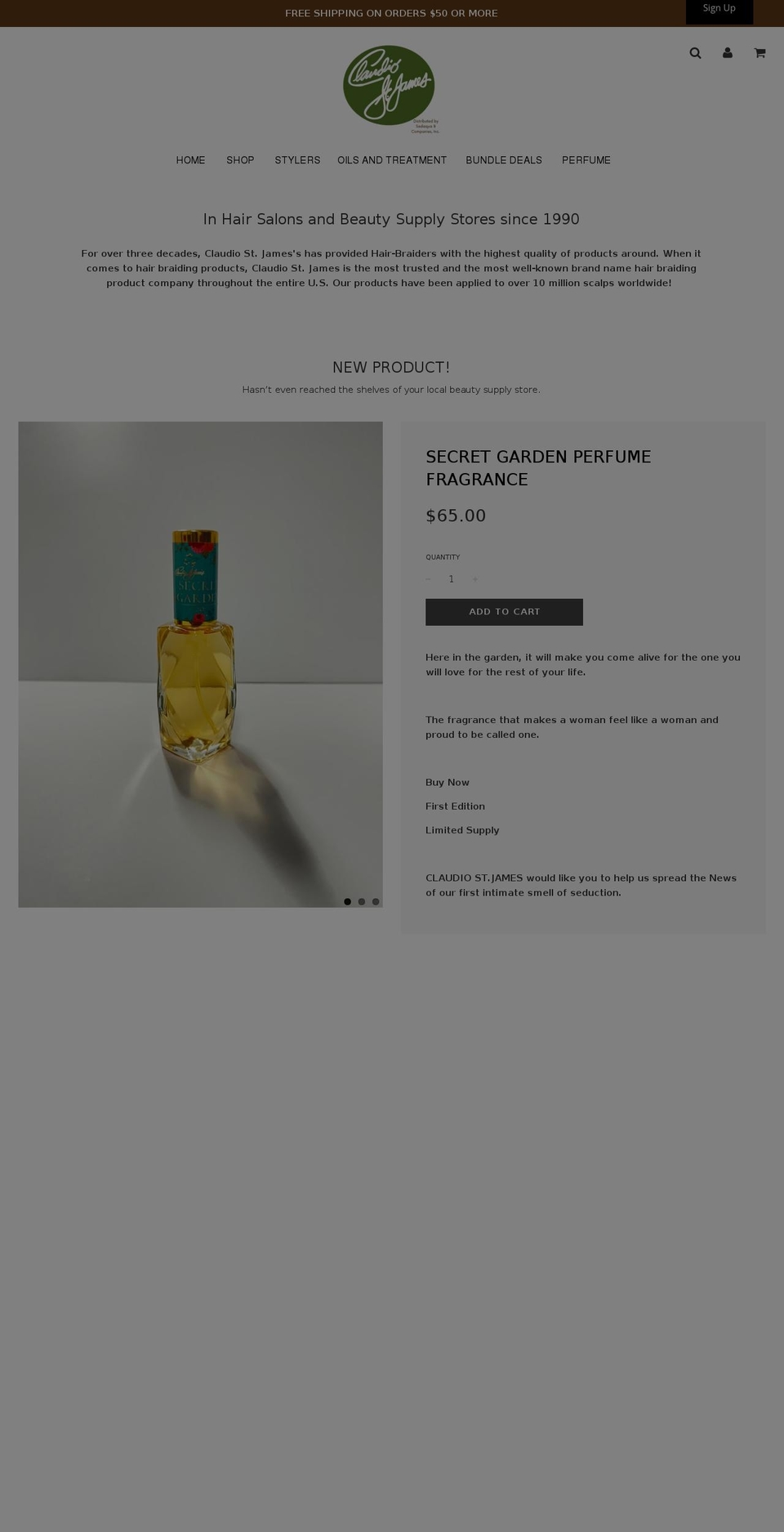 claudiostjamesandcompany.com — Shopify storefront screenshot