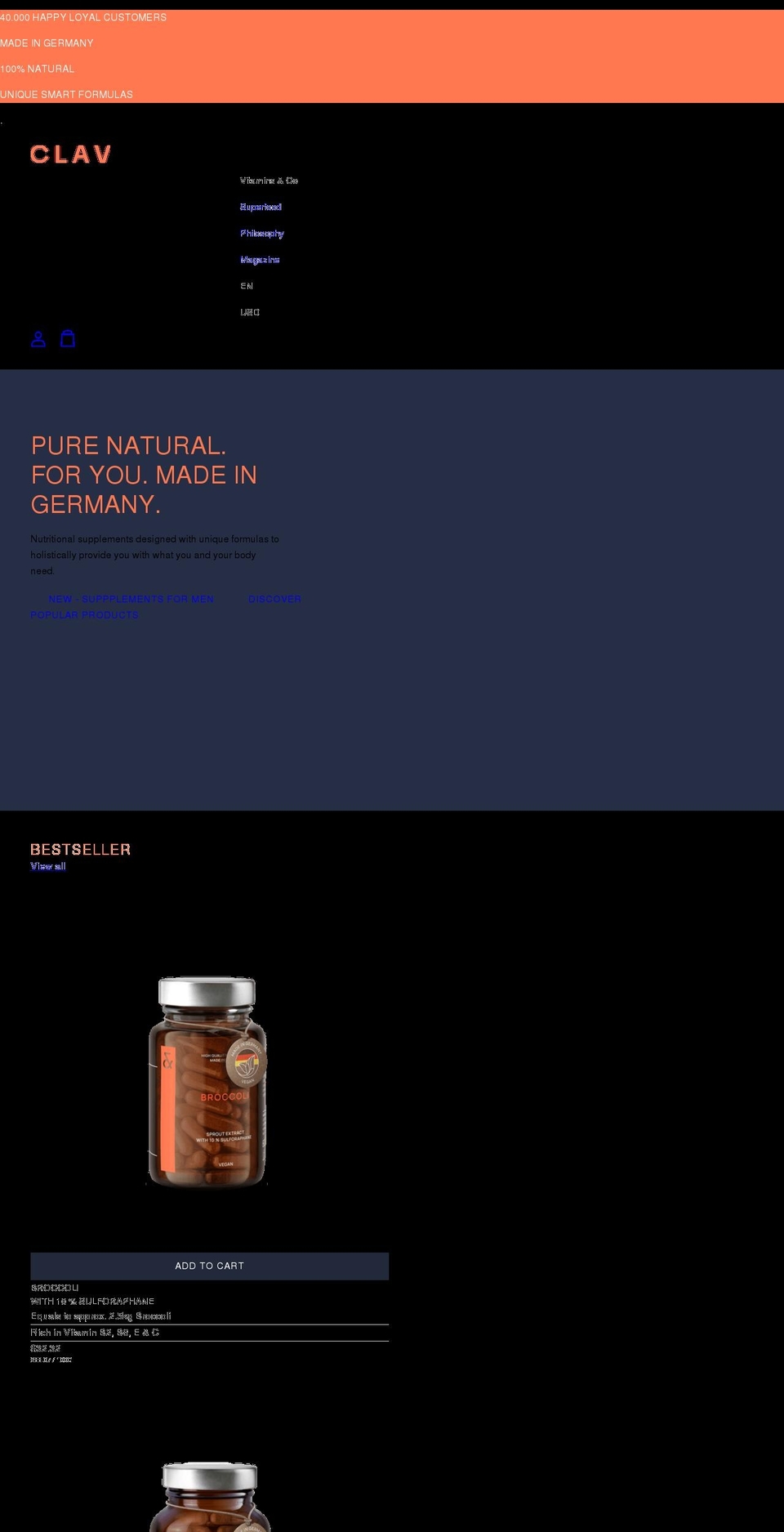 clav-health.com shopify website screenshot