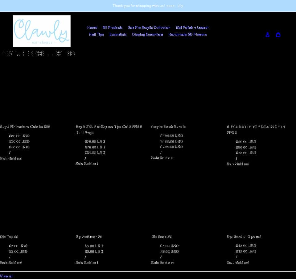 clawlyshop.com shopify website screenshot