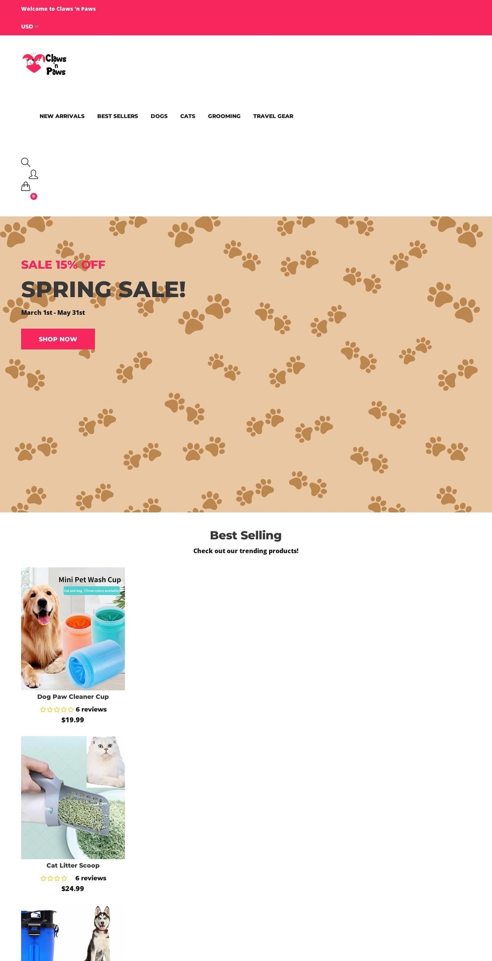 claws-paws.com shopify website screenshot