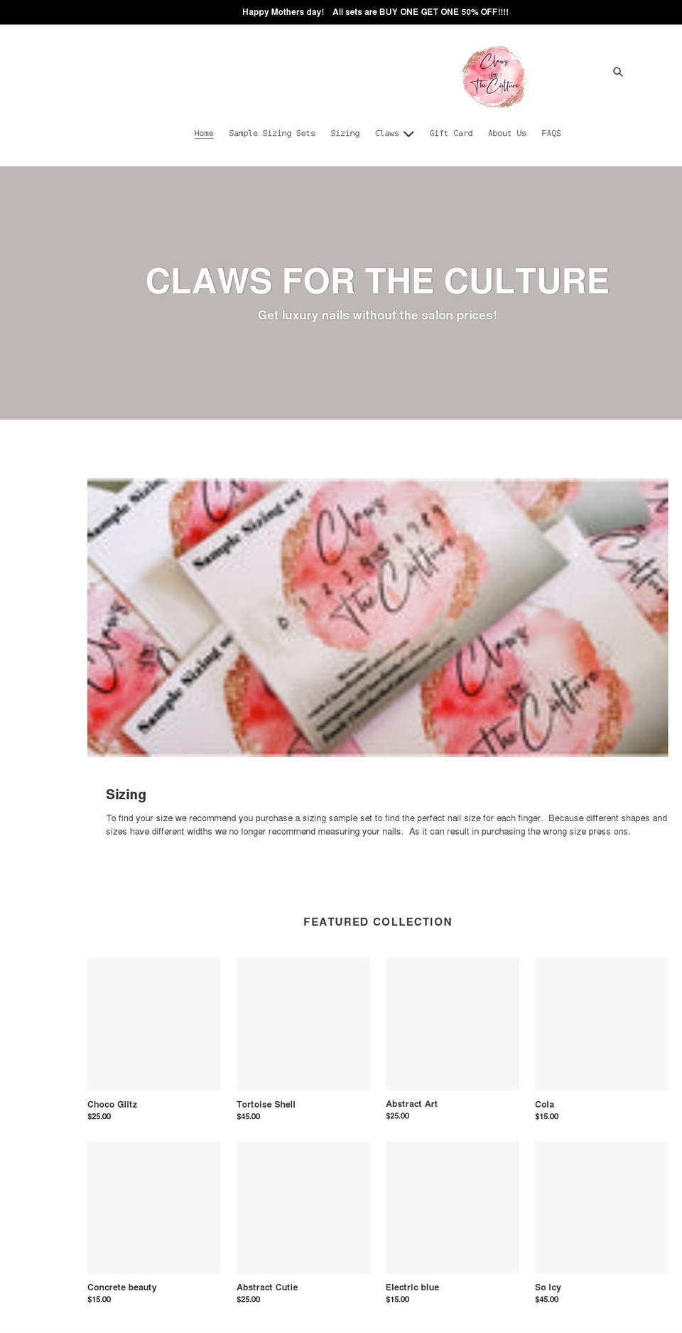 clawsfortheculture.com shopify website screenshot