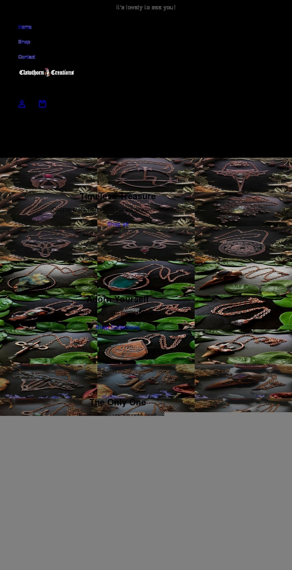 clawthorncreations.com shopify website screenshot