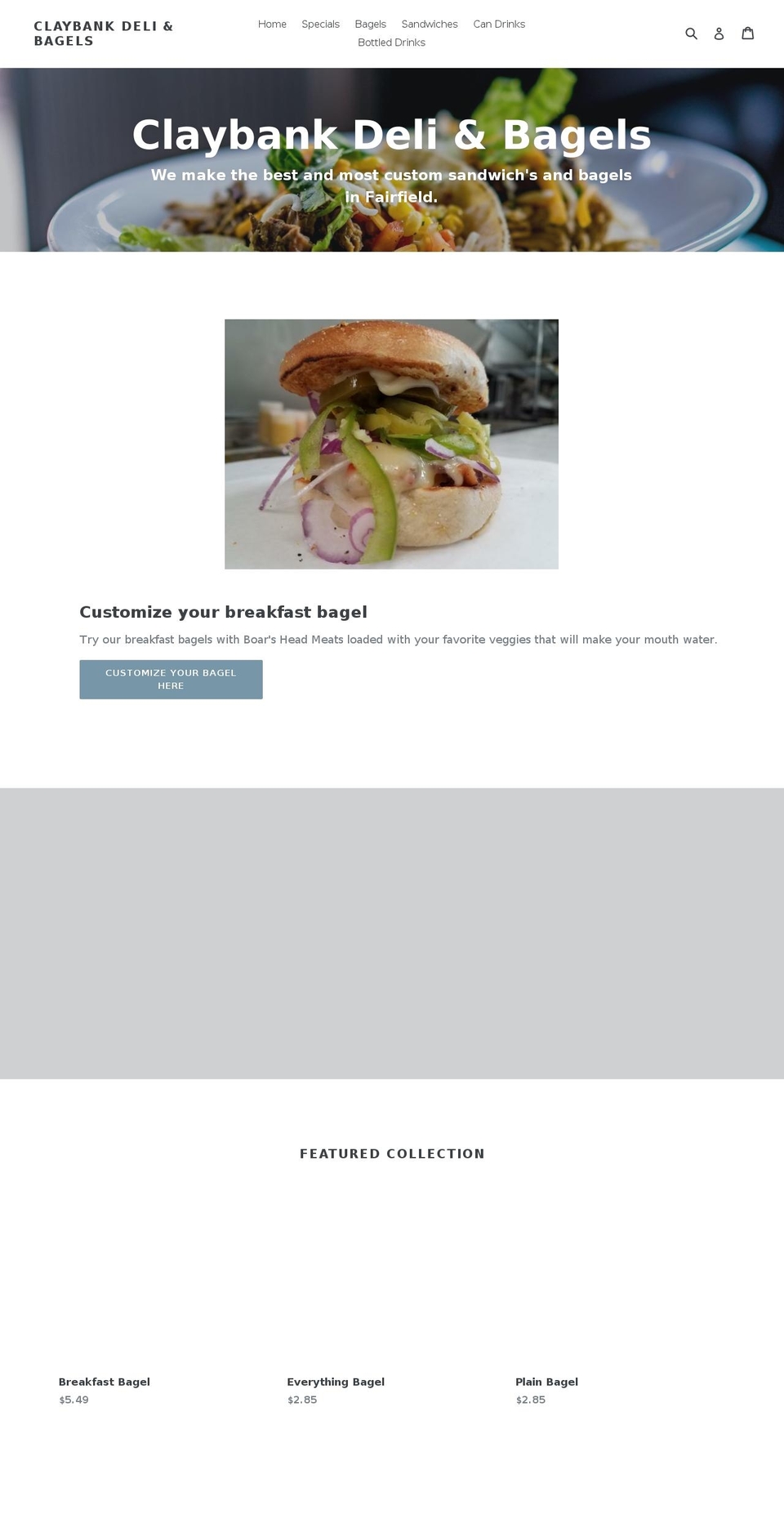 claybankdeli.com — Shopify storefront screenshot