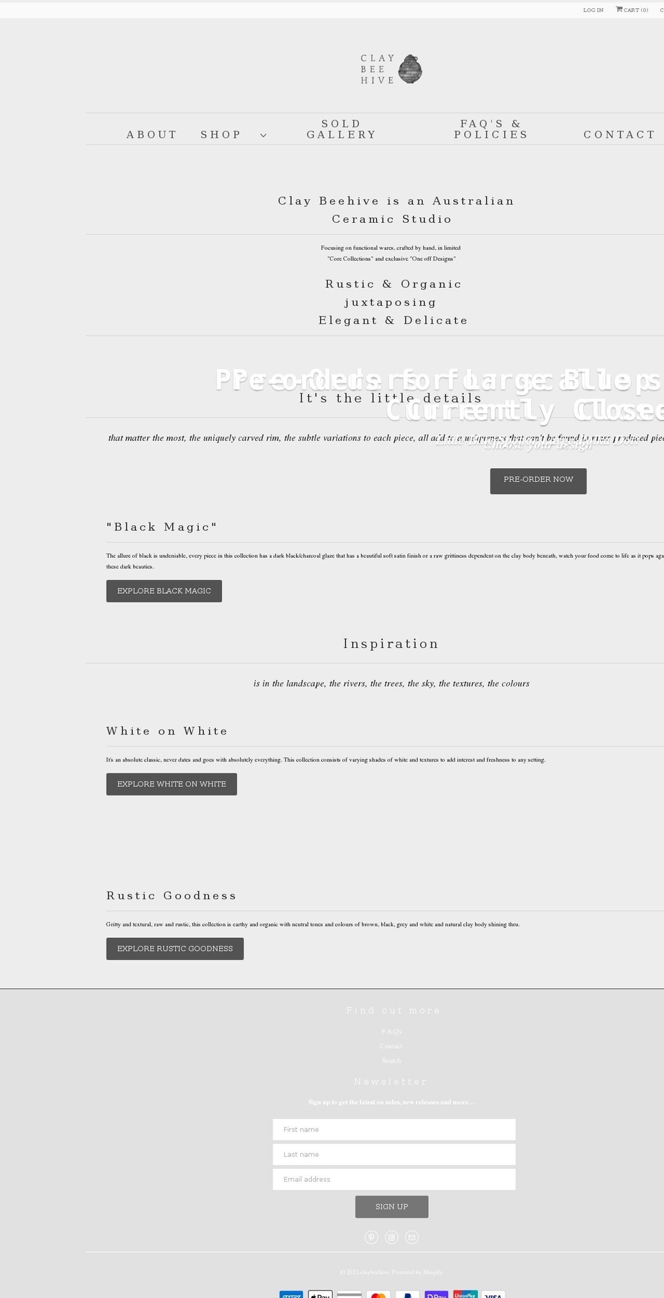 claybeehive.com — Shopify storefront screenshot