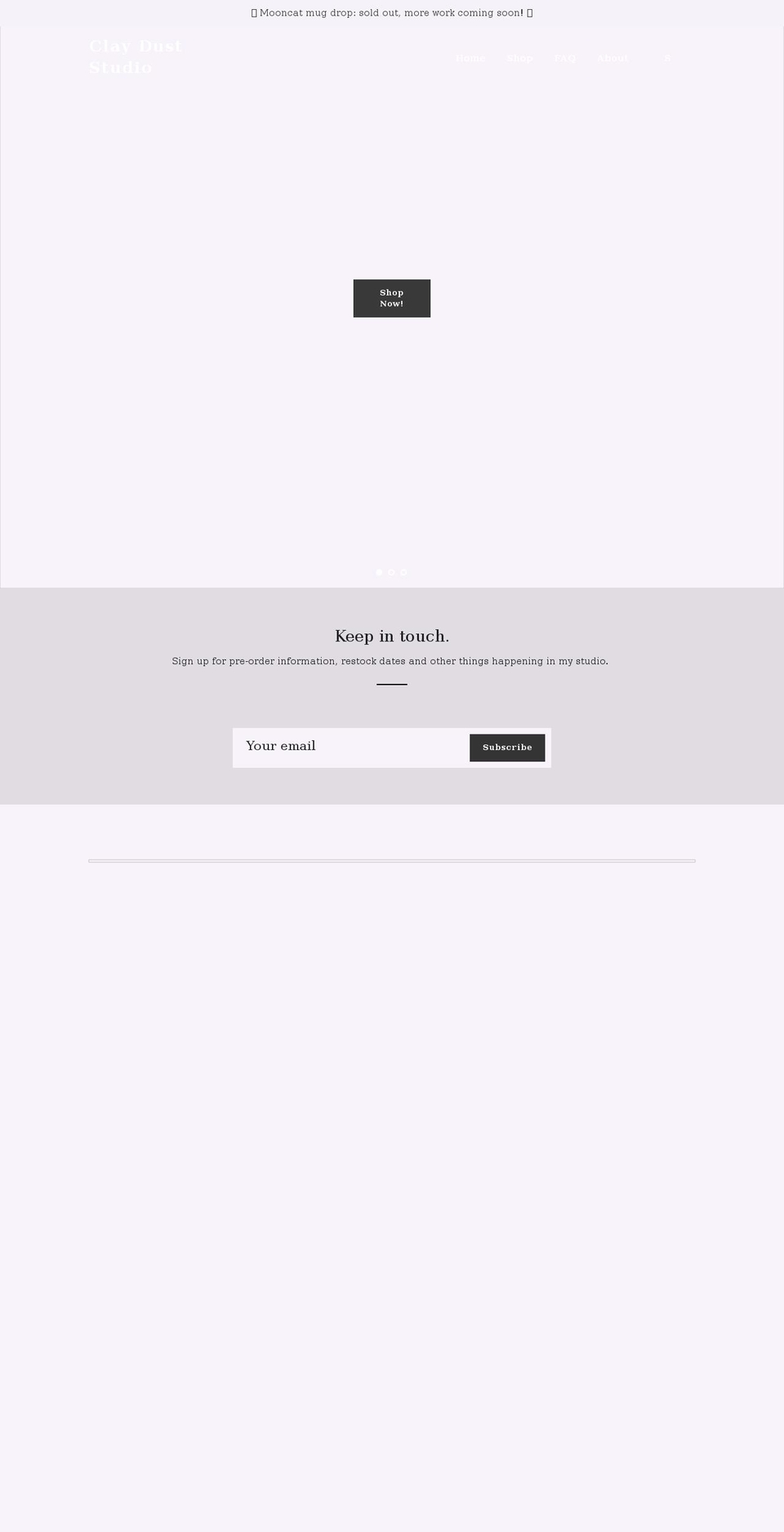clayduststudio.com shopify website screenshot
