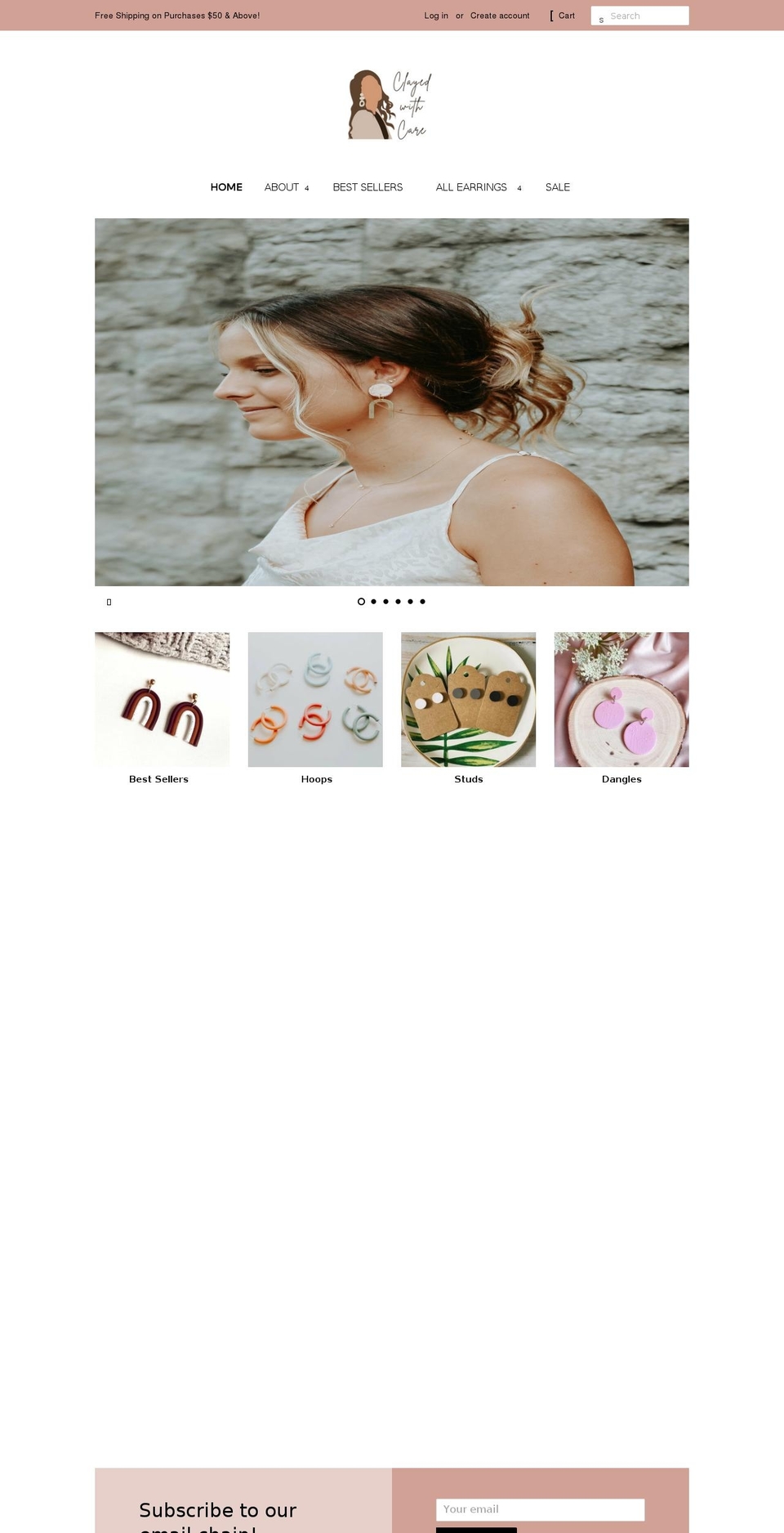 clayedwithcare.com shopify website screenshot