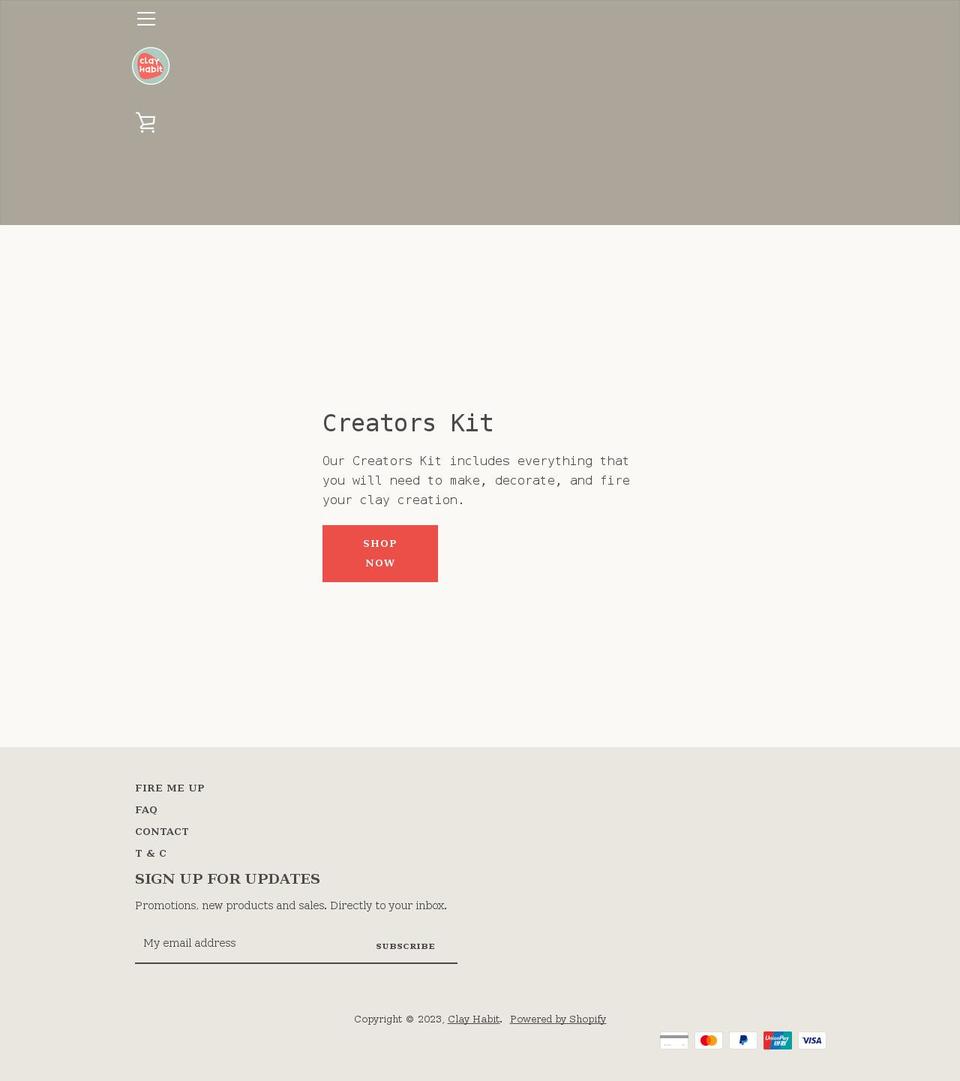 clayhabit.com shopify website screenshot