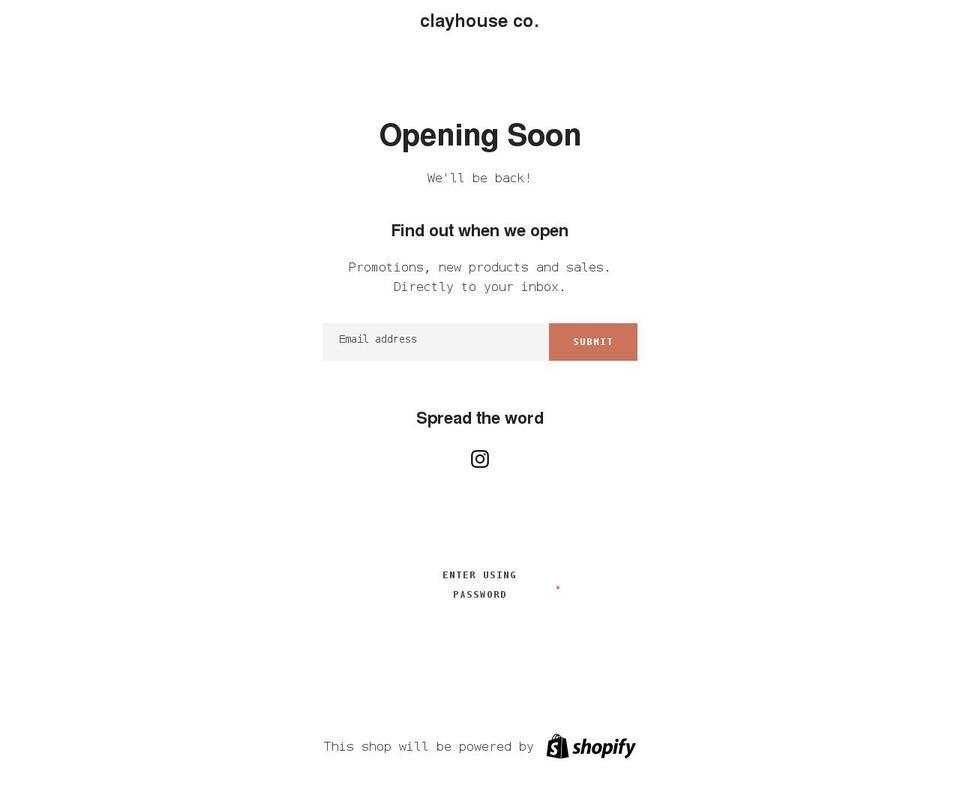 clayhouseco.com shopify website screenshot
