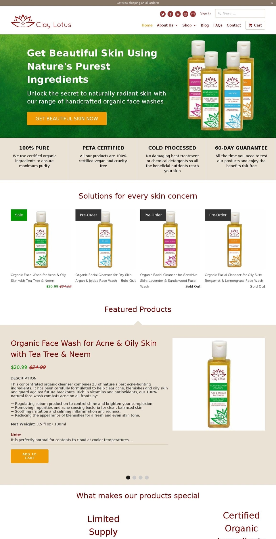 claylotus.com — Shopify storefront screenshot