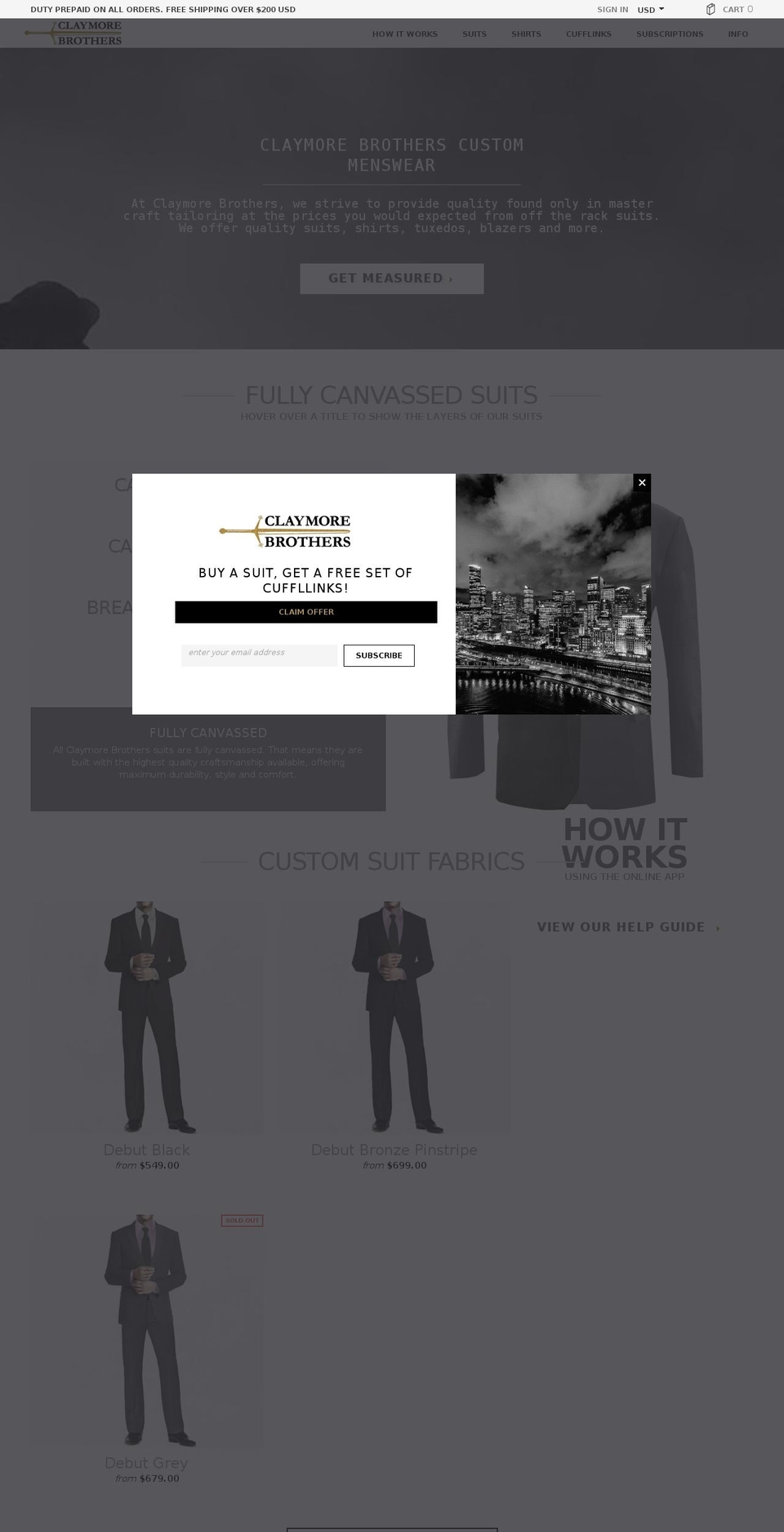 claymorebrothers.com shopify website screenshot