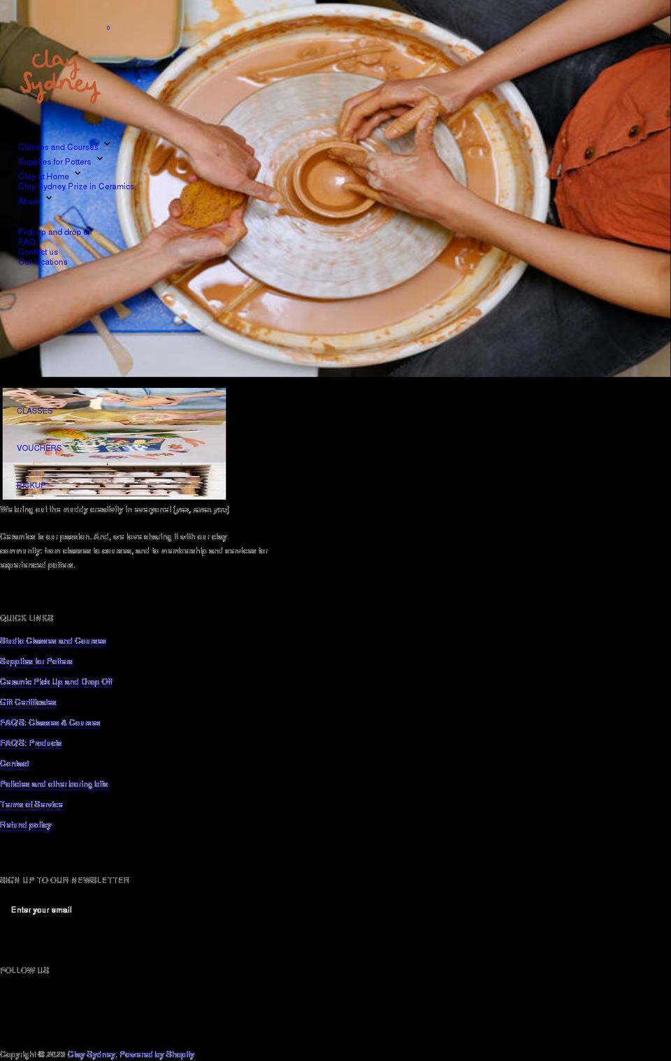 claysydney.com shopify website screenshot