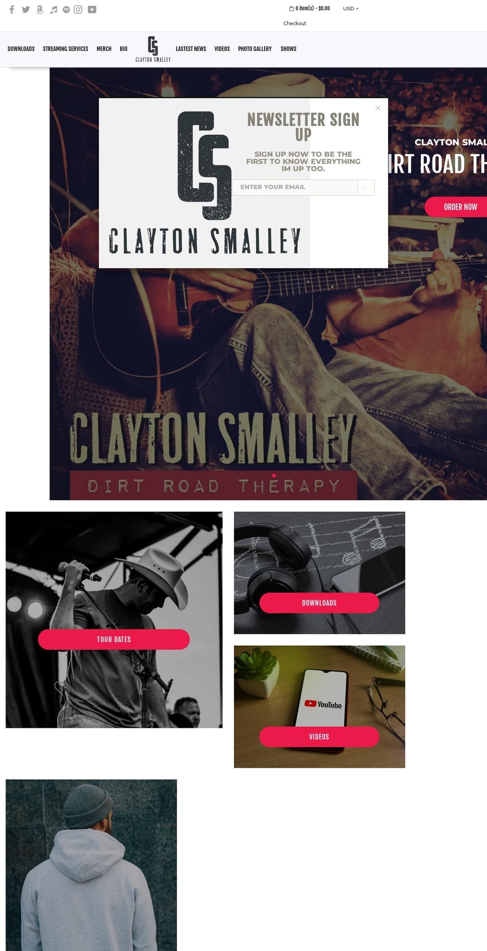 claytonsmalleymusic.com shopify website screenshot