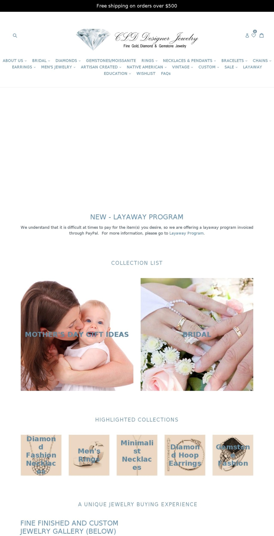 clddesignerjewelryshowcase.com — Shopify storefront screenshot